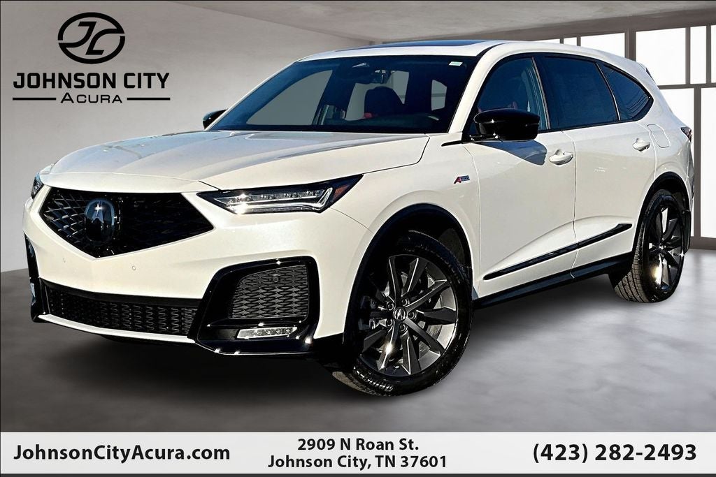2026 Acura MDX A-Spec SH-AWD in Platinum White Pearl — front three-quarter view
